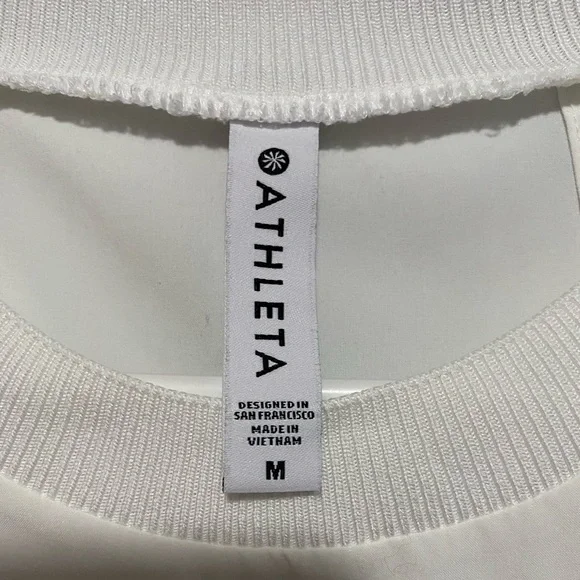 Athleta White Sleeveless Crew Neckline Lightweight Athletic Tank Top Medium - Picture 4 of 6
